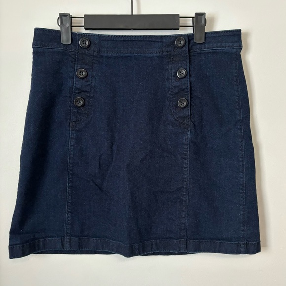 LOFT Dark Wash Denim Sailor Mini Skirt - Picture 4 of 9